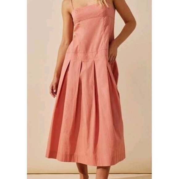 Free People Dresses & Skirts - NWT Free People In My Town Pleated Midi Dress Large $108 Canyon Clay